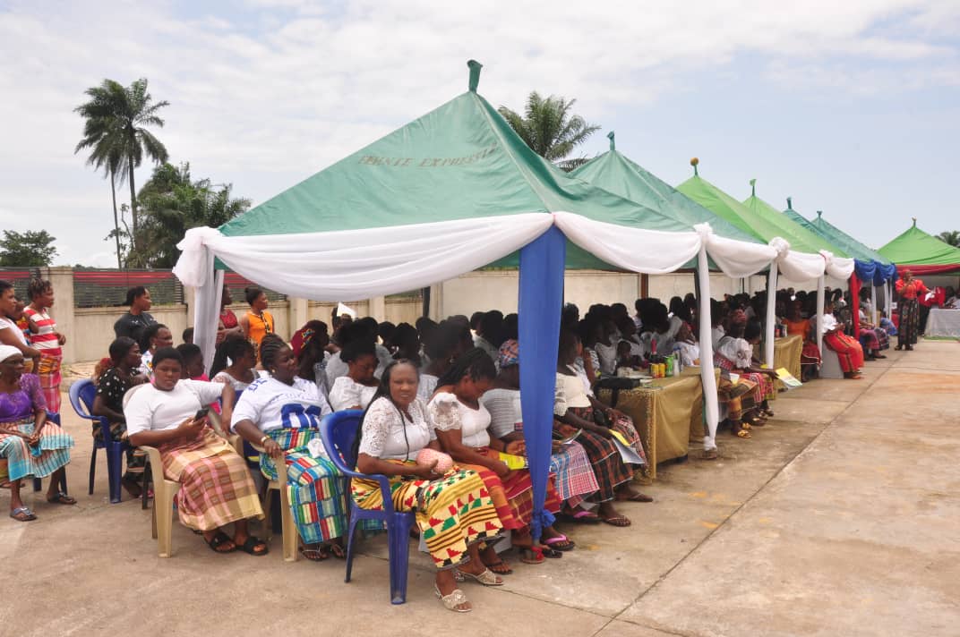 Participants seated under canopies at the Isiama Women’s Empowerment event in Isiama Town